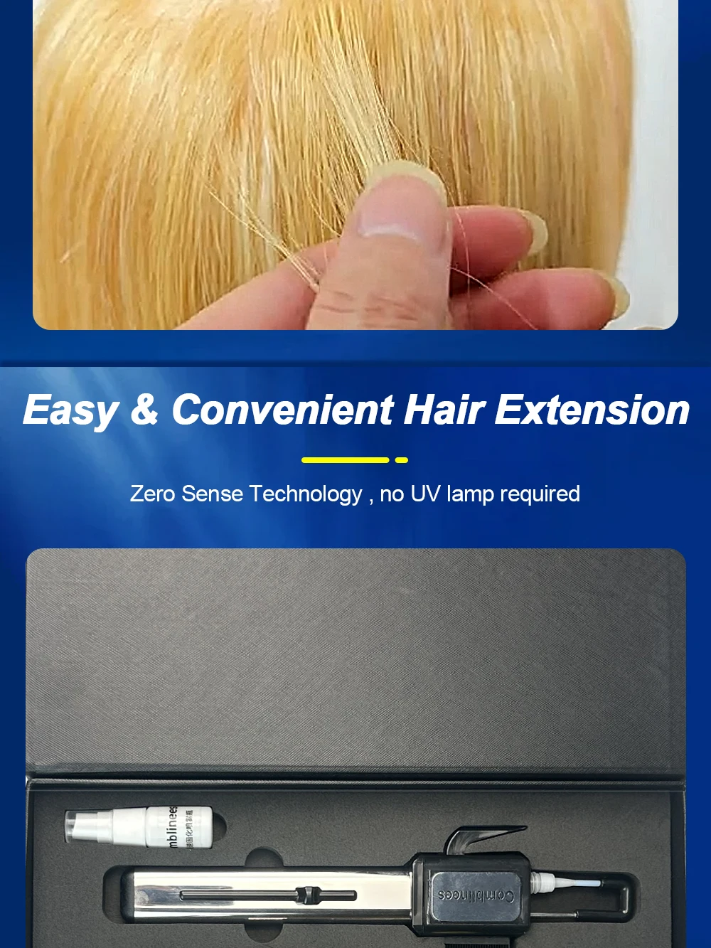 Salon Grade Hair Extension Tool Set, Fast Curing Comb Line System Application Kit