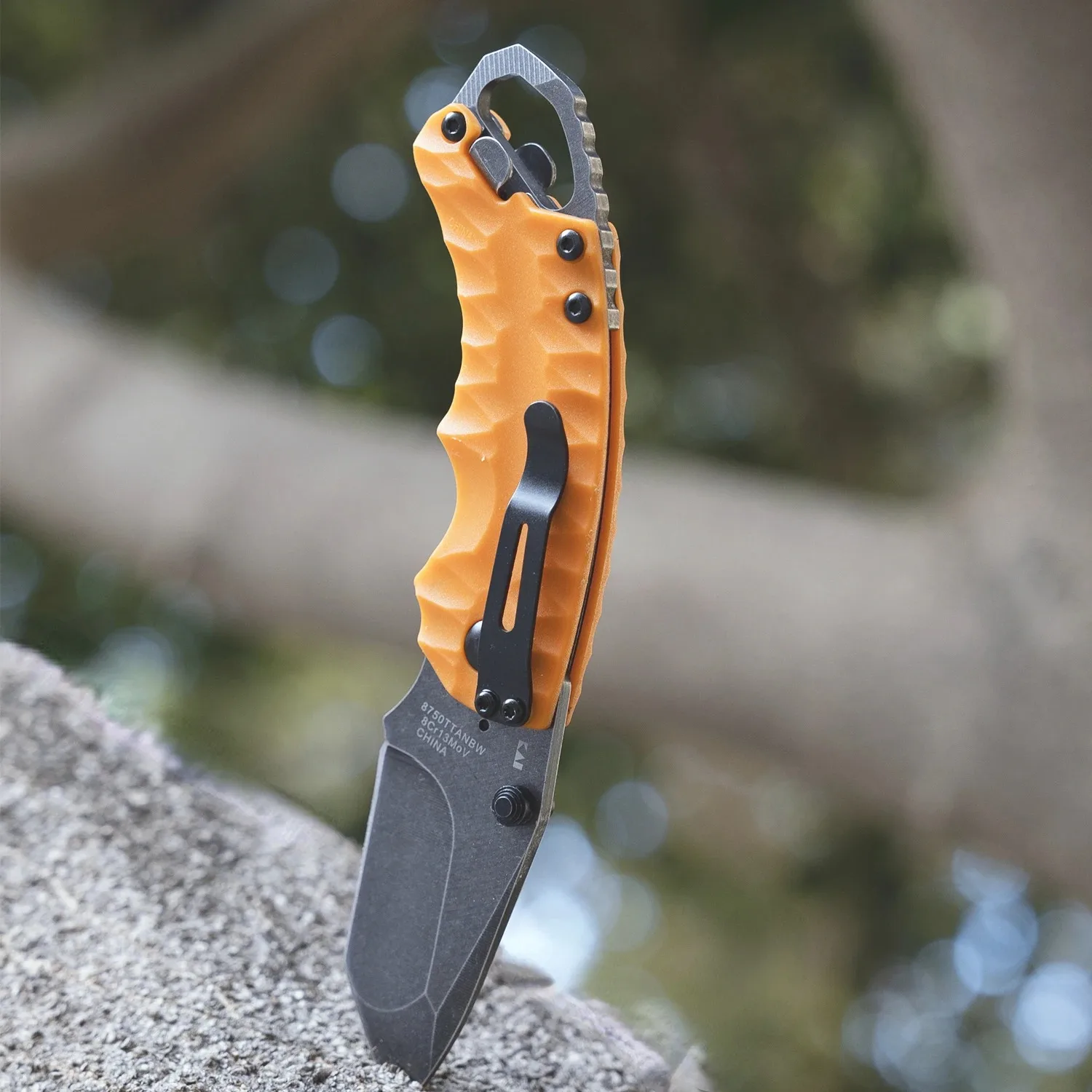 KS8750  Multi-functional Pocket Folding Knife With Bottle Opener, Portable For Outdoor Camping, Hiking, Rock Climbing