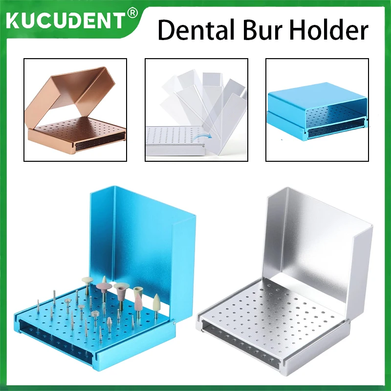 

86 Holes Dental Burs Drill Disinfection Block FG Bur Sterilization Holder Autoclavable Aluminium Cleaning Stand Case Dentist Box
