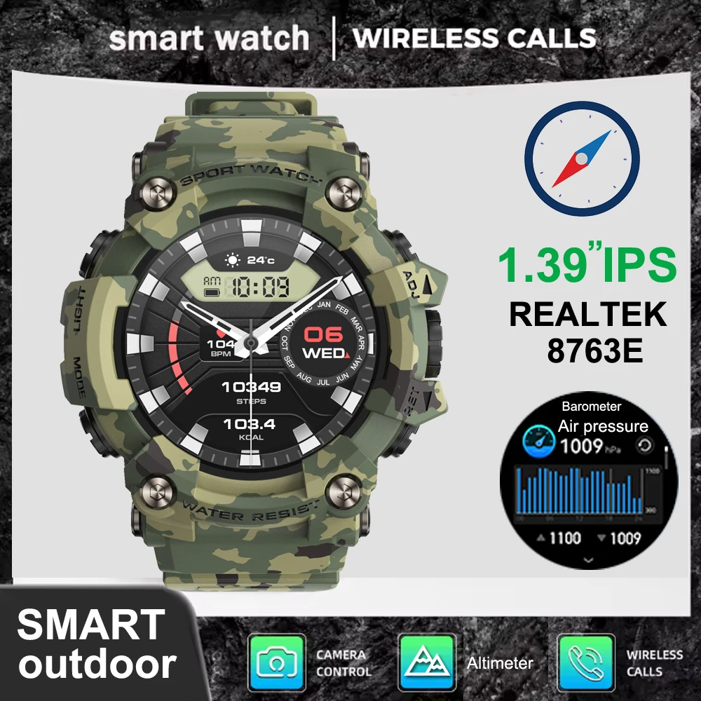 

1.39"IPS Altitude Barometer Outdoor Smartwatch Bluetooth Talking Compass Multi Sport Smart watch for ios Android