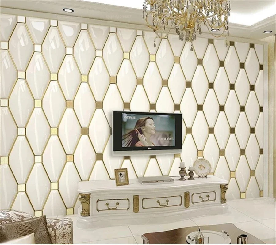 

Custom wallpaper 3d murals luxury simple European gold soft package background wall court golden carved home decor papier peint