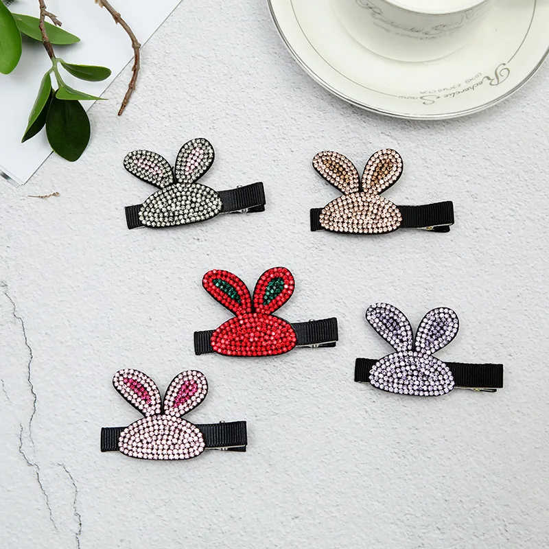 Korean version selling cute rabbit ears hair clip hair accessories denim art handmade cat ears bow line hair clip