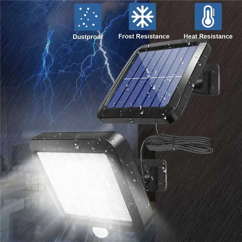 ABVJ-3X Solar Power Wall Light Outdoor Motion Sensor Light 56 LED Security Night Light For Garden Garage Driveway Porch Fence