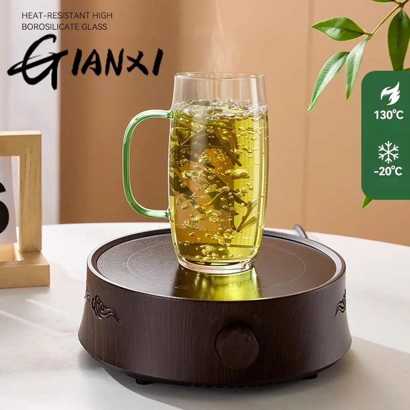 GIANXI Glass Tea Cup With Handle Anti-Scalding Glass Teacup Can Be Electric Clay Oven Heating Glasses Office Personal Cup