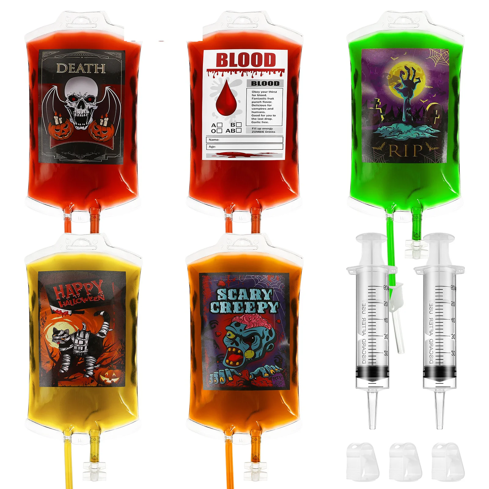 Empty Drink Bag Pouches Zombie Party Decorations Halloween Blood Bags for Drinks Pvc