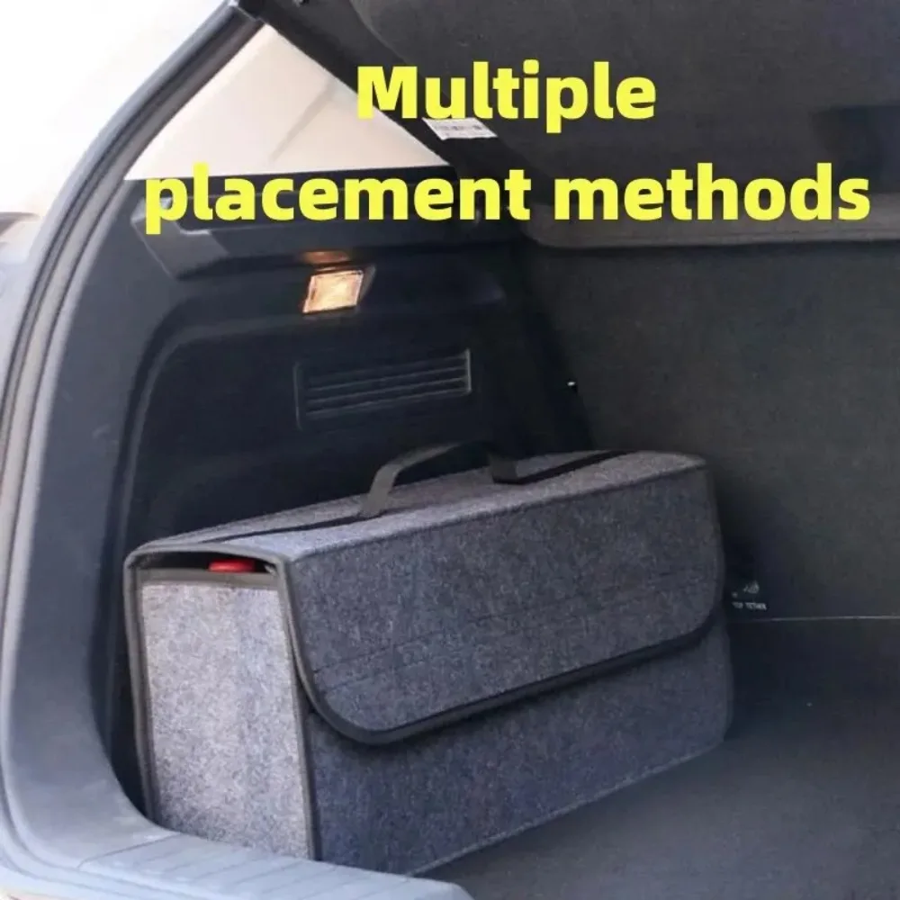 Soft felt car boot storage organizer multi compartment anti skid bag for trunk cargo and tools use