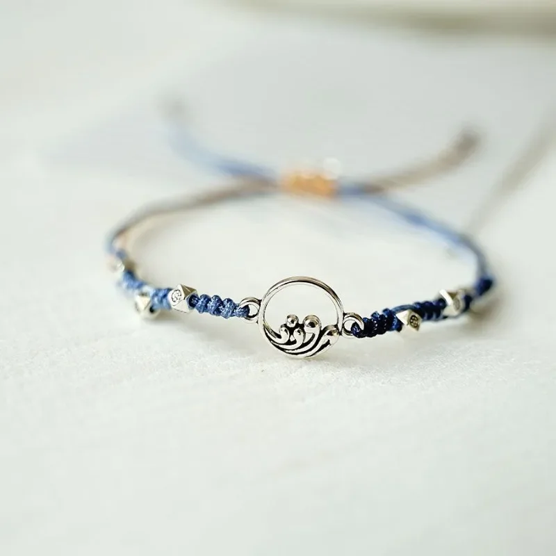 Valentine\'s Day Couple Bracelet for Women Men Original Design Mountains and Rivers Matching Handwork Adjustable Bangle Jewelry