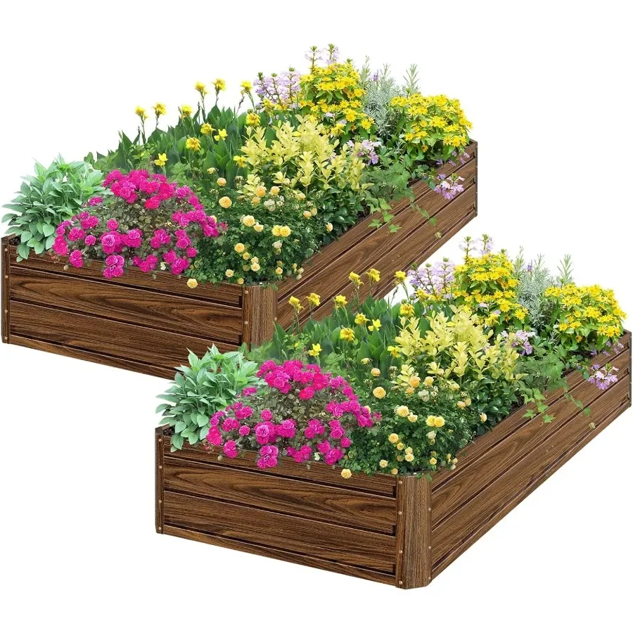 

2 Pcs 6x3x1FT Raised Garden Bed Galvanized Planter Garden Boxes Outdoor Deep Root Planter Raised Bed for Vegetables Flowers Her