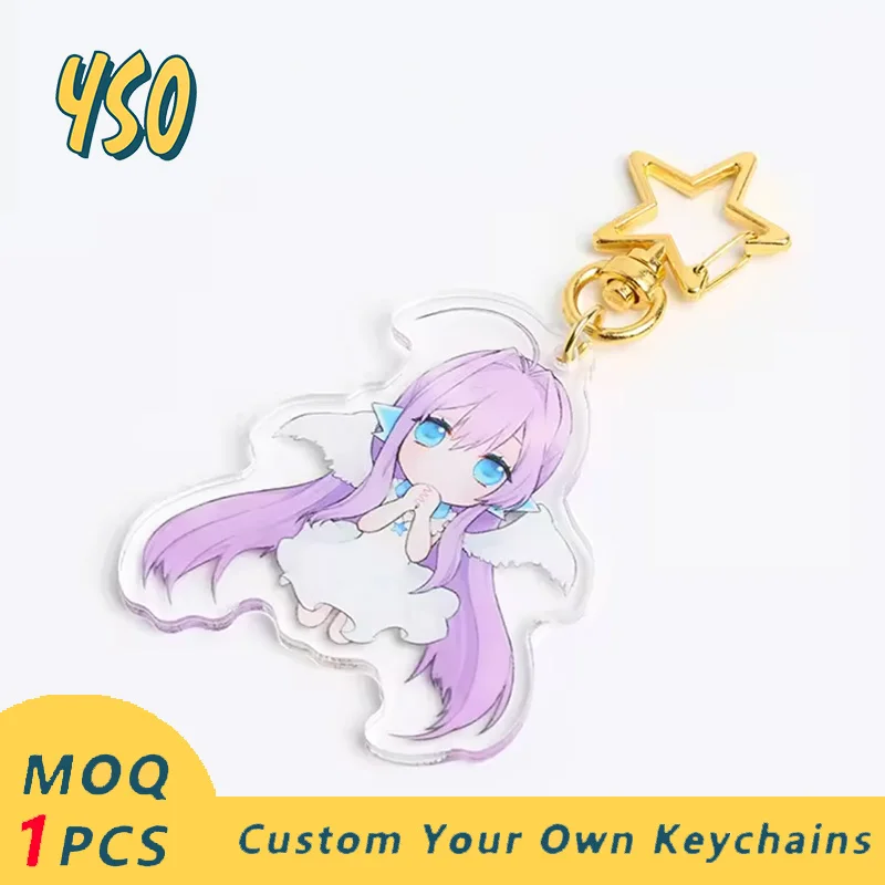 YSO Custom Acrylic Keychain Glitter High Quality Star Movie Tide Character Design Best Seller CNC Diamond Cutting