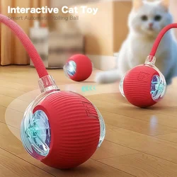 Smart Interactive Cat Toy Training Auto Rolling Ball Self-moving Kitten Auto Rolling Magic Rechargeable W/ Long Tail Teaser Toys