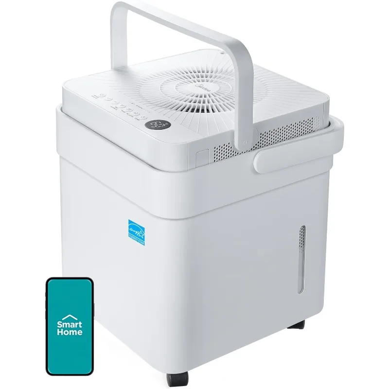 Cube 20 Pint Dehumidifier for Basement and Rooms at Home for up to 1,500 Sq. Ft., Smart Control, Works with Alexa (White),