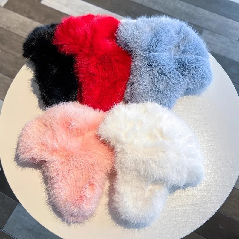 Verdicken Winter Faux Pelz Nerz Plüsch Lei Feng Hut für Frauen Outdoor Skifahren Radfahren Kappe Warme Ohr Schutz Kälte Beweis Russische Hut – Detail 8