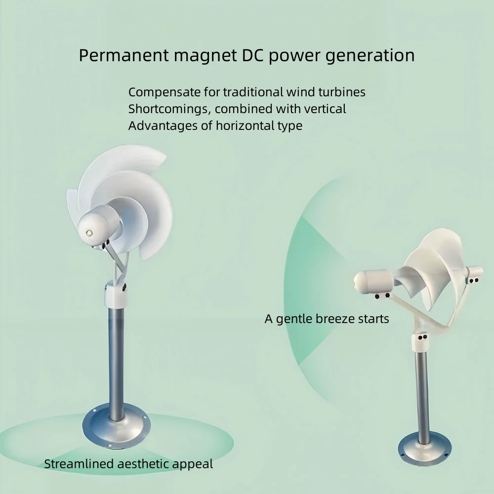 New 1-10W Miniature Spiral Wind Turbine Scientific Experiment Power Lamp White Solar Wind Generator Model with LED Light 320mm
