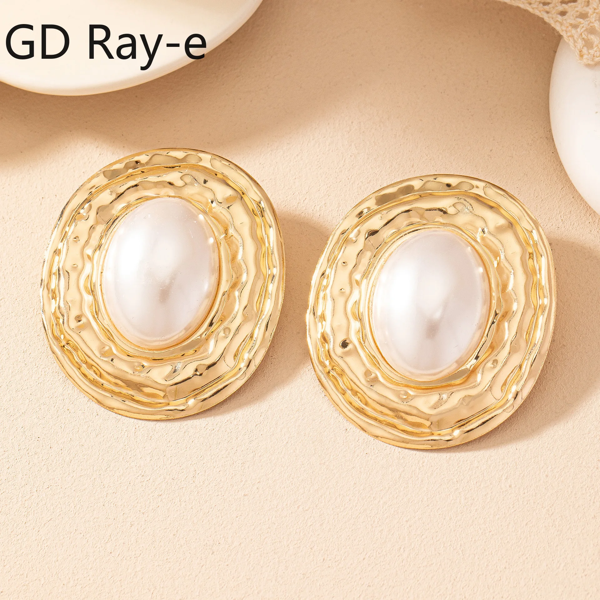 

Vintage Peral Earring Post for Women Gifts Hip-hop Irregular Metal Geometric Oval Earrings Party Fashion Jewelry