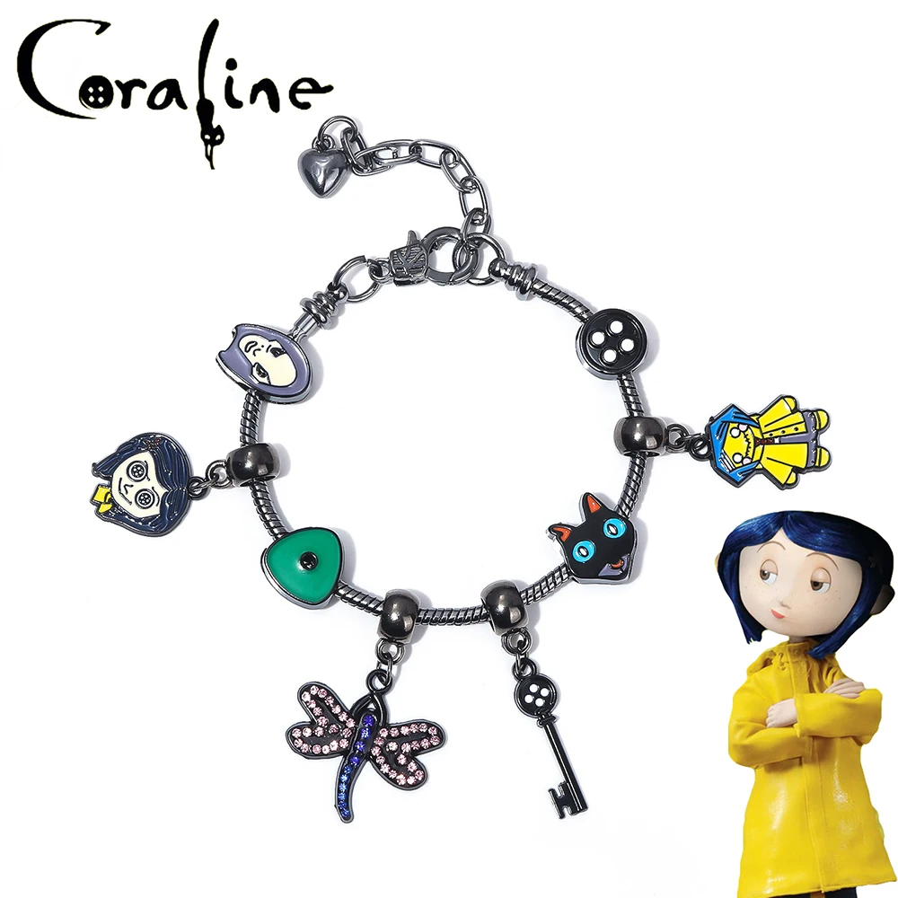 سوار كوسبلاي من Coraline الباب السري ، قلادة شخصية أنيمي ، سوار مطرز ، سلسلة يد مجوهرات ، إكسسوارات الهالوين ، دعامة