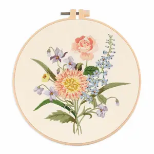 Kit inicial para bordados para iniciantes, kits de ponto transversal para adultos, kits iniciais DIY com padrões florais 6 principais vendas bordadeiras - №3