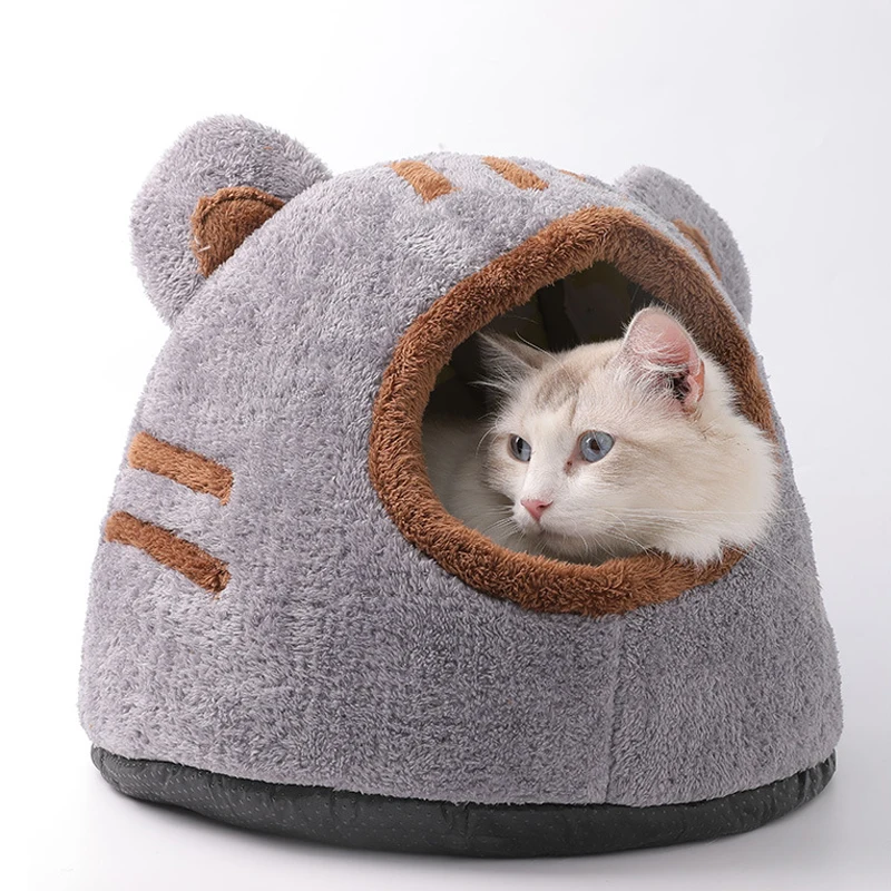 Pet Bed Sleeping House Puppy Nesting Cave Comfort Cat Bed Removable Kennel Bear Head Winter Warm Pet House for Cat and Dogs