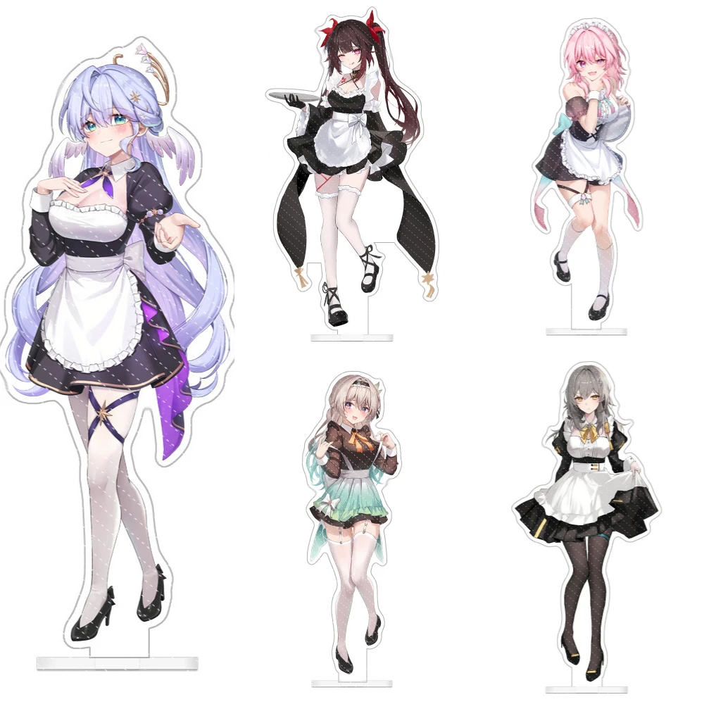 Honkai Star Rail Maid Outfit Acrylic Stand Firefly March 7th Robin Sparkle Trailblazer Anime Figure Desk Decor Gifts Keychain