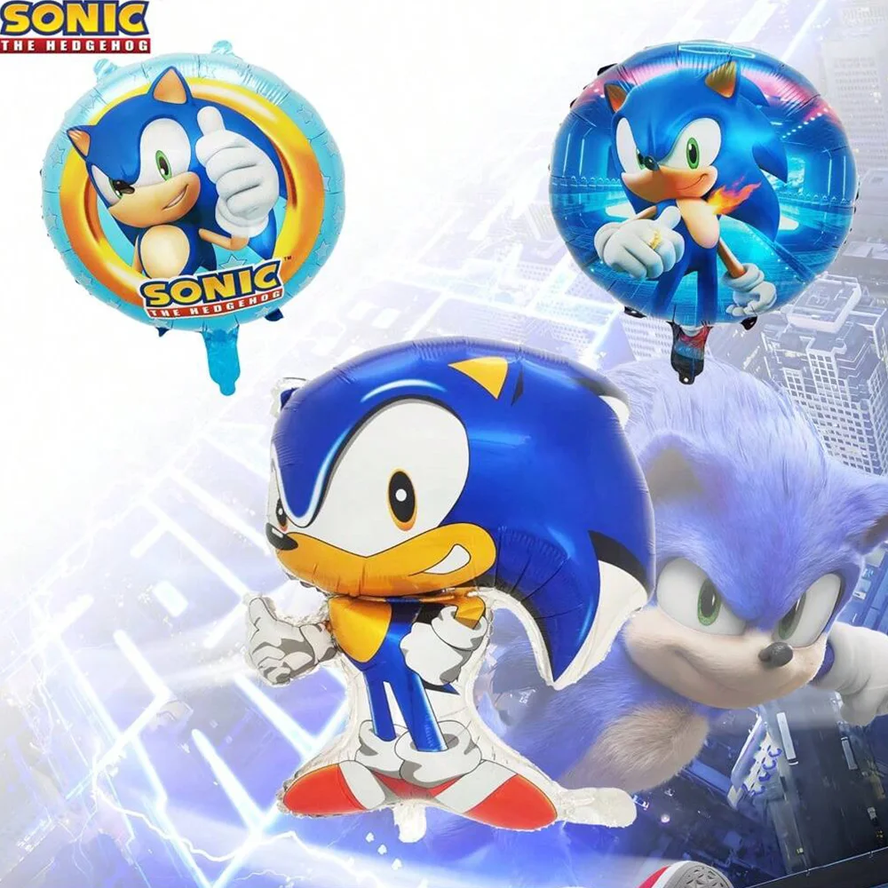 3pcs Per Pack Officially Licensed Sonic The Hedgehog Balloon Set Cool Cartoon Balloon Garland Decoration Birthday Party Supplies