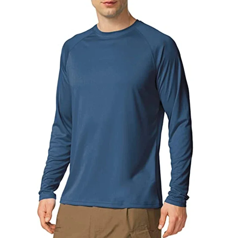 Simples cor sólida masculina manga longa camiseta ao ar livre correndo esportes camisetas soltas o pescoço moda algodão topos outono confortável pulôv
