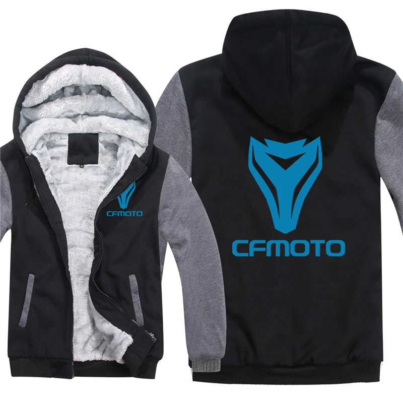 Cfmoto Hoodies Winter Thick Warm Fleece Zipper Men Coat Sportwear Cfmoto Sweatshirt Streetwear