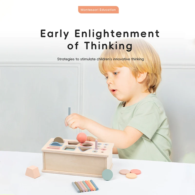 Caixa permanente de objeto de bebê montessori, brinquedo de madeira, forma de classificação de cores, caixa de correspondência, bola de moeda, caixa sensorial, habilidades motoras finas para