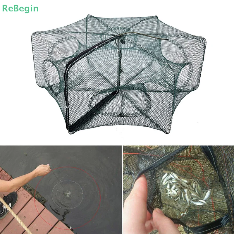 Foldable Crab Net Trap Cast Dip Cage Fishing Bait Fish Minnow Crawfish Shrimp