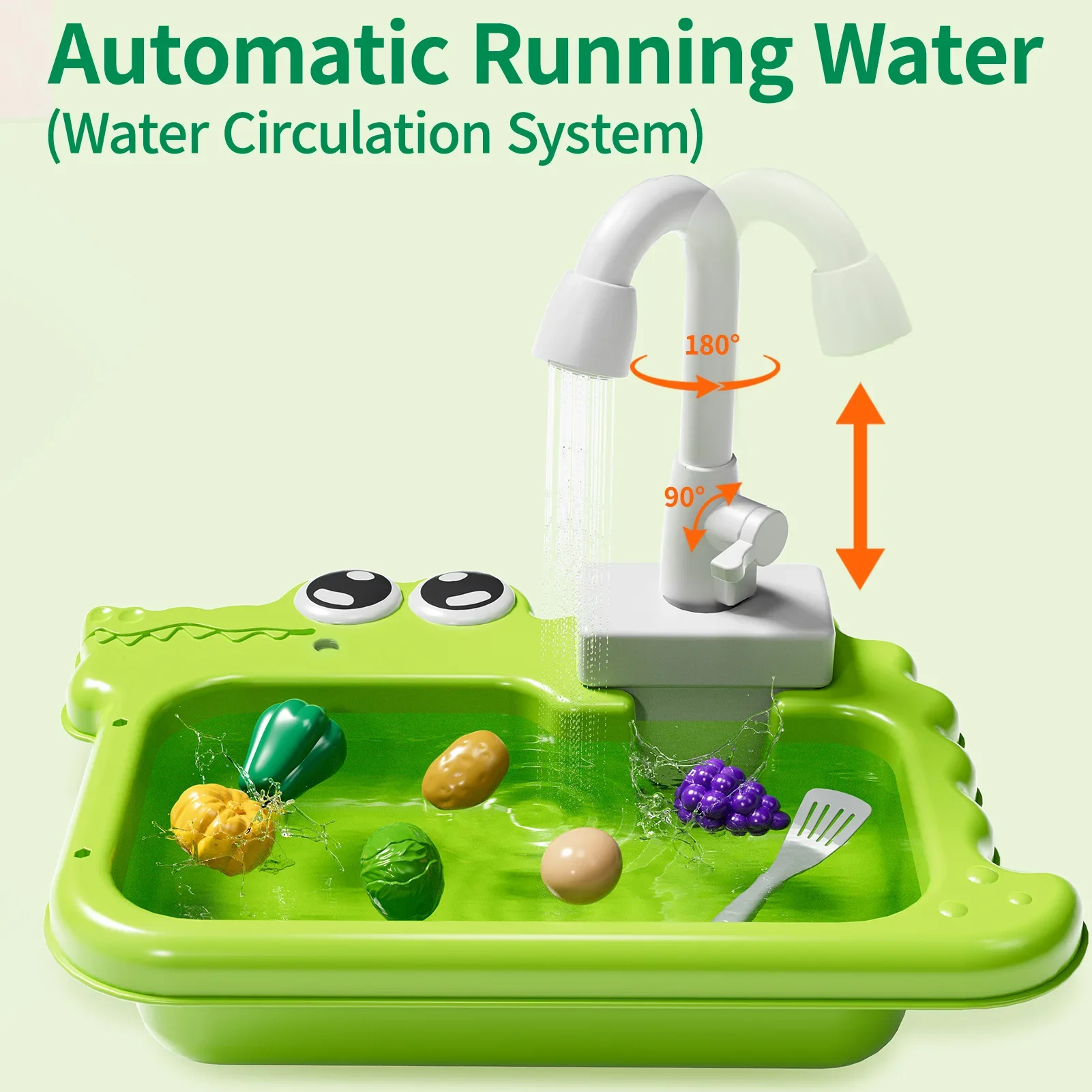 Kitchen Play Sink with Running Water Toysf or Boys Girls,Pretend Play Kitchen Sink Toys,Children's Play Food Sets Kitchen Toys