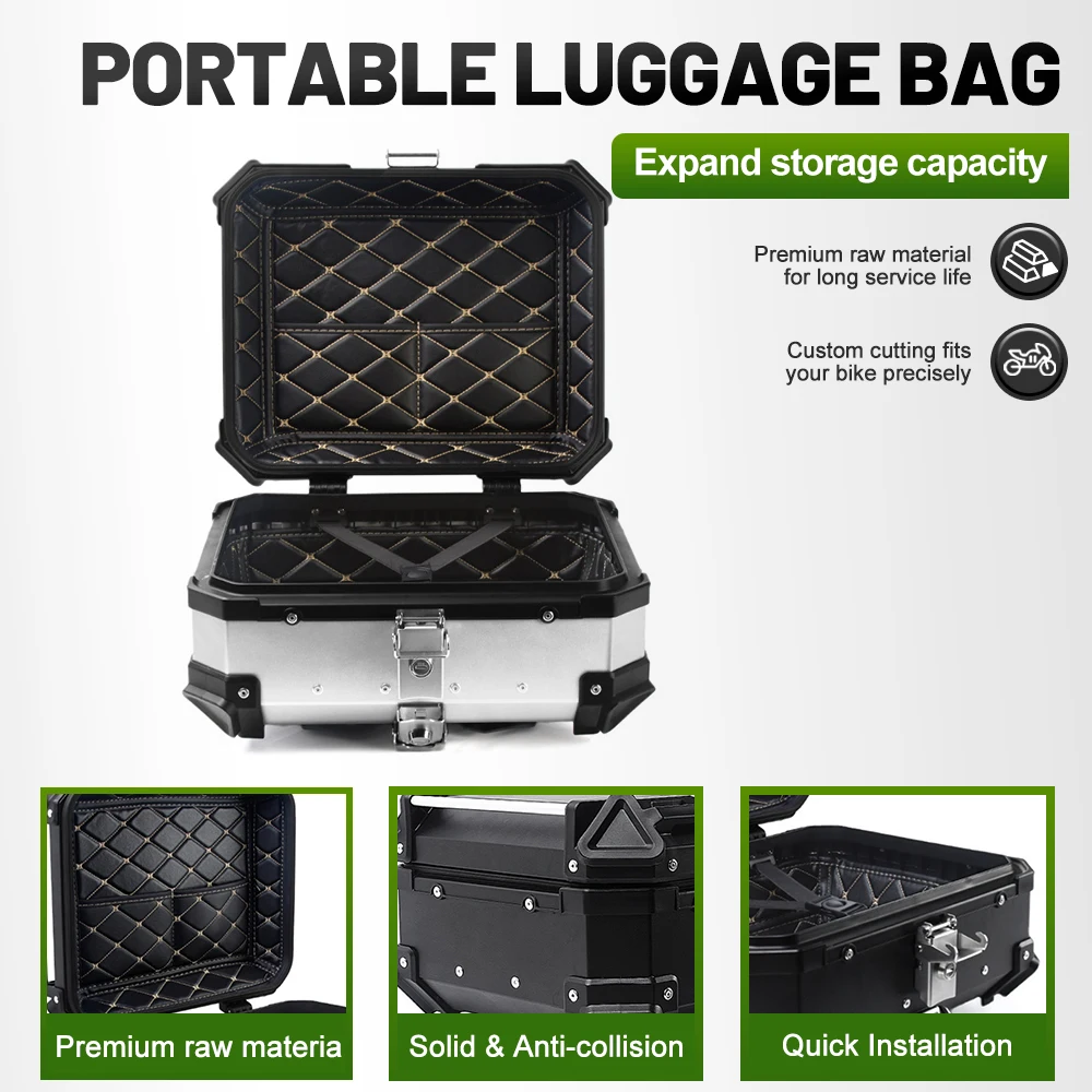 28L Dual Lock Quick Release Aluminum Alloy Rear Trunk,Waterproof Anti-Collision Universal Moto Scooter Luggage Storage Case