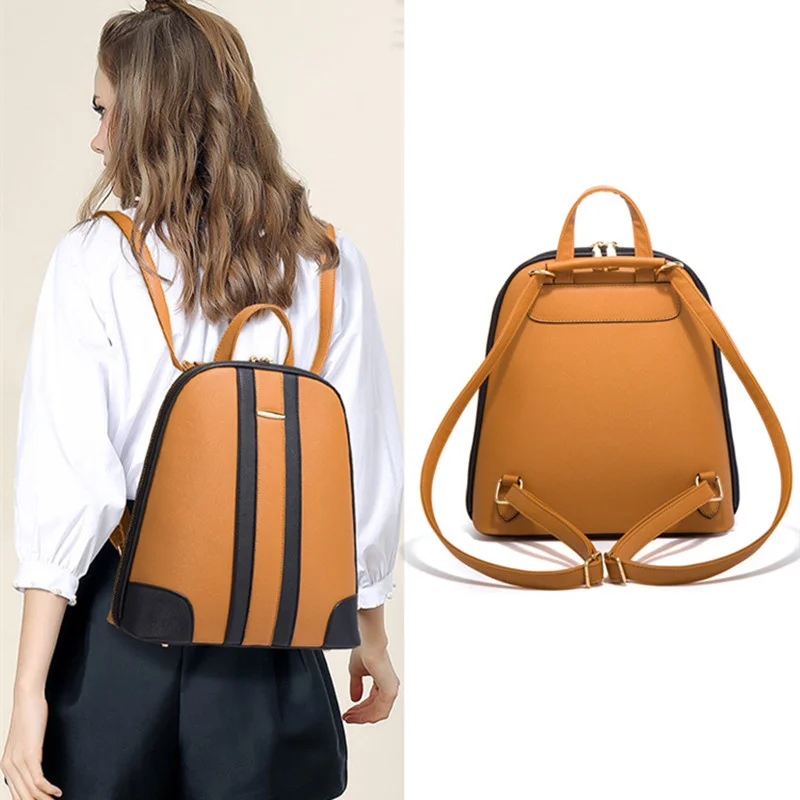 high quality hard PU leather backpack for women fashion luxury woman shoulder bag card set Gift wife