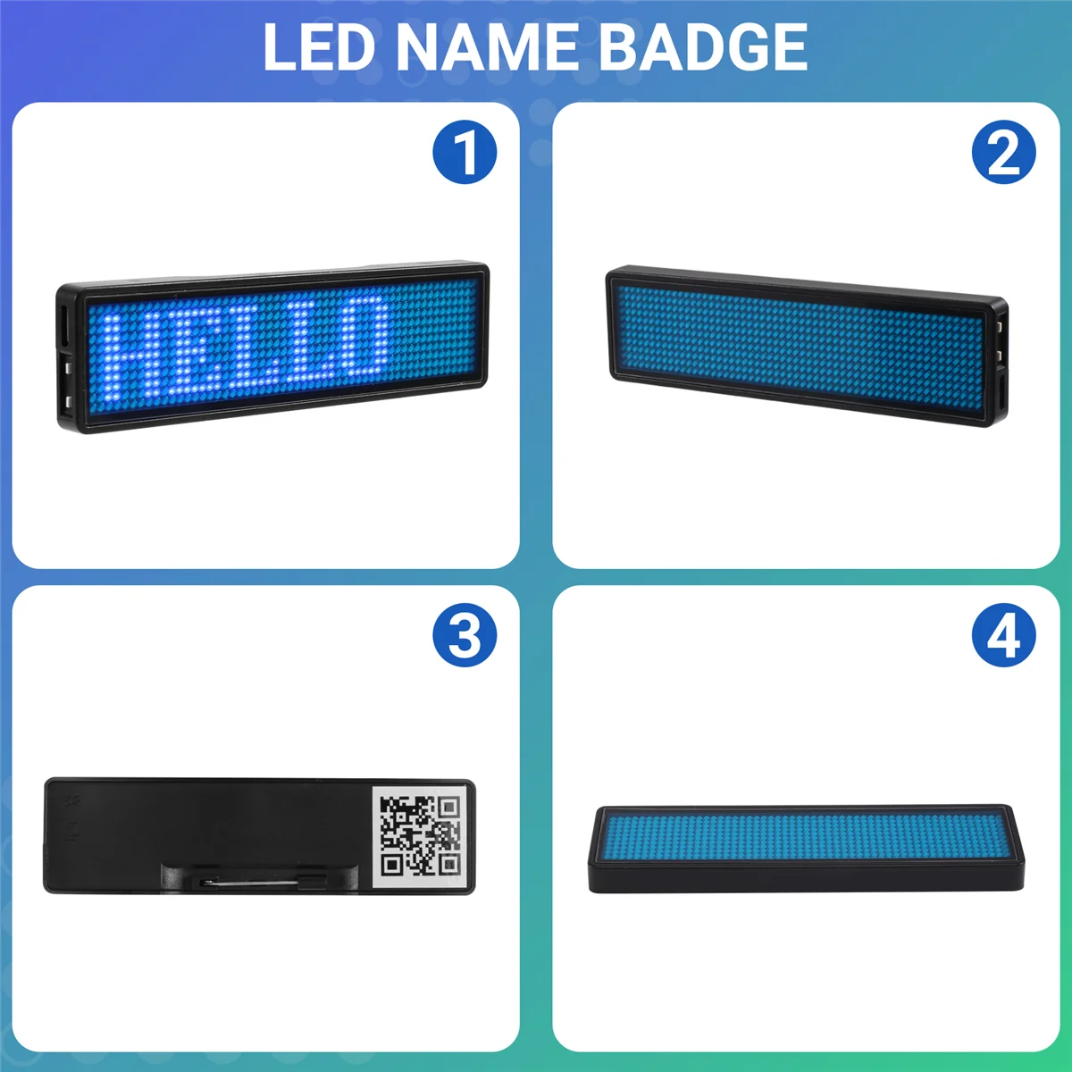 Programável Scrolling Message Board Display, Bluetooth LED Name Badge, recarregável Light Sign, DIY, Tipo 5