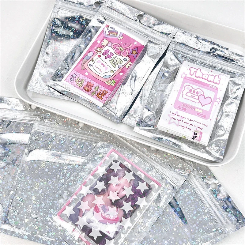 

10PCS Laser Transparent Packaging Bag With Zip Lock Gift Jewelry Food Storage Bag PVC Business Package Bag