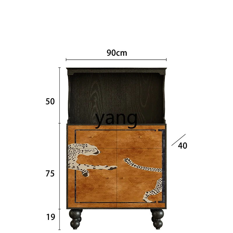 

LXL Retro Leopard Sideboard Cabinet Integrated Wall Living Room Multi-Functional Tea Cabinet