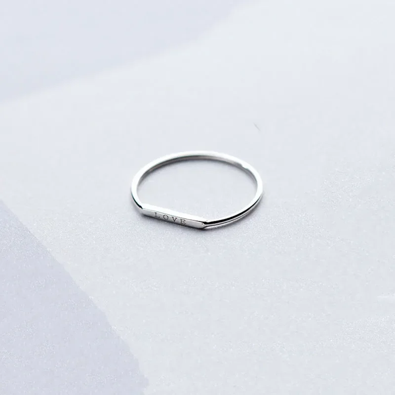 Fashion 925 Sterling Silver Love Letter Ring For Fashion Women Party Cute Fine Jewelry Minimalist Accessories 2020 Gift