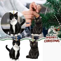 Christmas Lovely Cats Ornaments Cute Black White Cats Hanging Ornaments For Christmas Tree Decoration Pendant For Car Home Decor