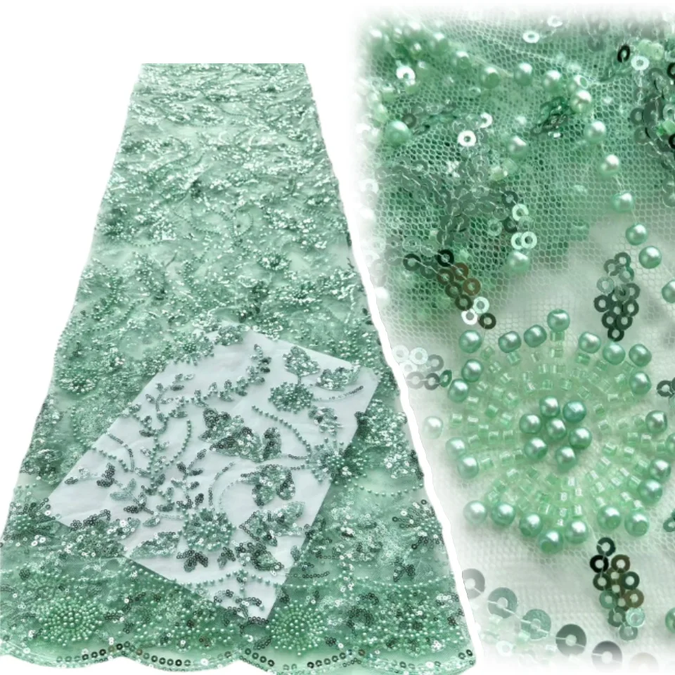 

Африканская кружевная ткань с блестками, вышивка бисером, нигерийская свадебная ткань для жениха, высокое качество, французский тюль, кружевная ткань для свадебной вечеринки A124