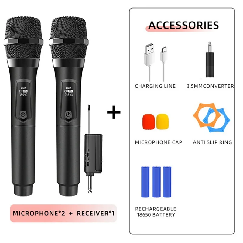 

-A99Z Universal U-Segment Rechargeable Wireless Microphone One-To-Two Microphone U-Segment Home K Singer Handheld Microphone