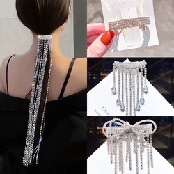 Fashion Shine Full Rhinestone Hairpins For Woman 2022 Long Tassel Crystal Hair Clip Crystal Hairband Hair Accessories Jewelry