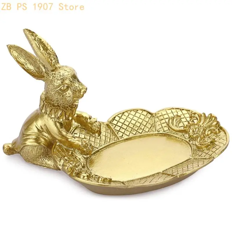 Elegant Resin Rabbit Jewelry Tray Entryway Organizers Earring Storage 55KA
