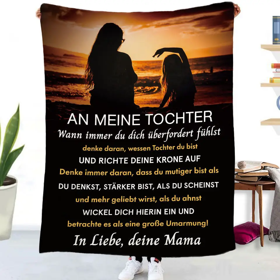 Flanelldecke mit deutschen Buchstaben „To My Daughter Son“, Weihnachtsgeschenk, warme Überwurfdecke für Bett, Sofa, Couch, Geburtstagsgeschenke, Heimkönigin – Detail 13