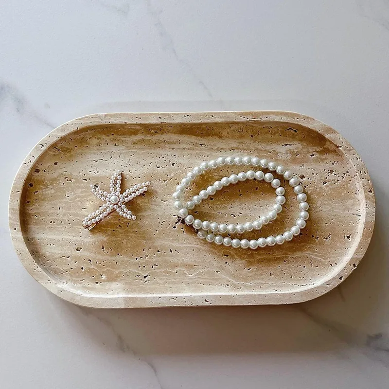 Marble Jewelry Tray Minimalist Ring Storage Trays Retro Necklaces Earring Bracelet Display Pallet Jewellery Showcases Organizer