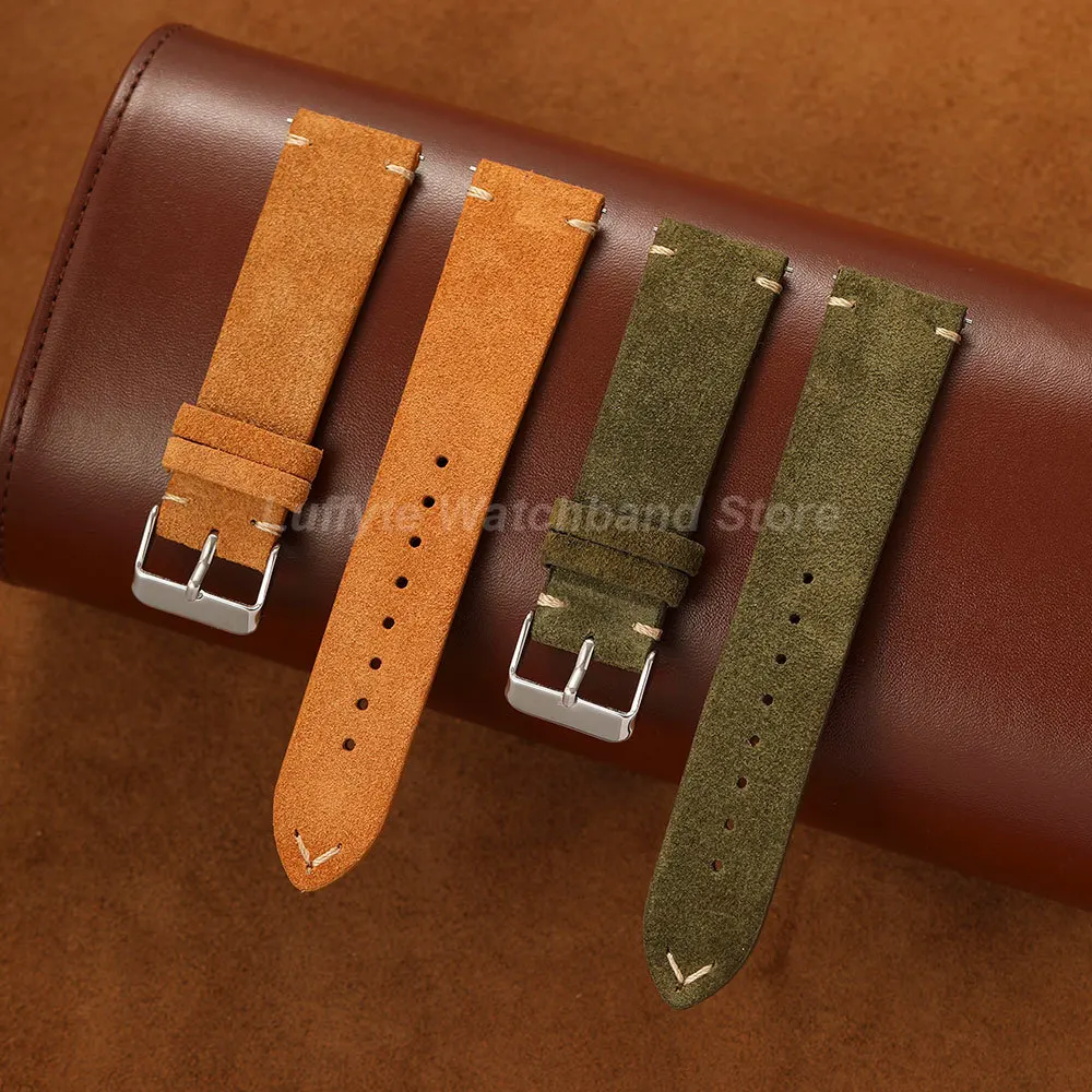 Vintage-Uhrenarmband aus echtem Wildleder, 18 mm, 20 mm, 22 mm, Schnellverschluss, handgefertigtes Uhrenarmband, hochwertiges Uhrenarmband
