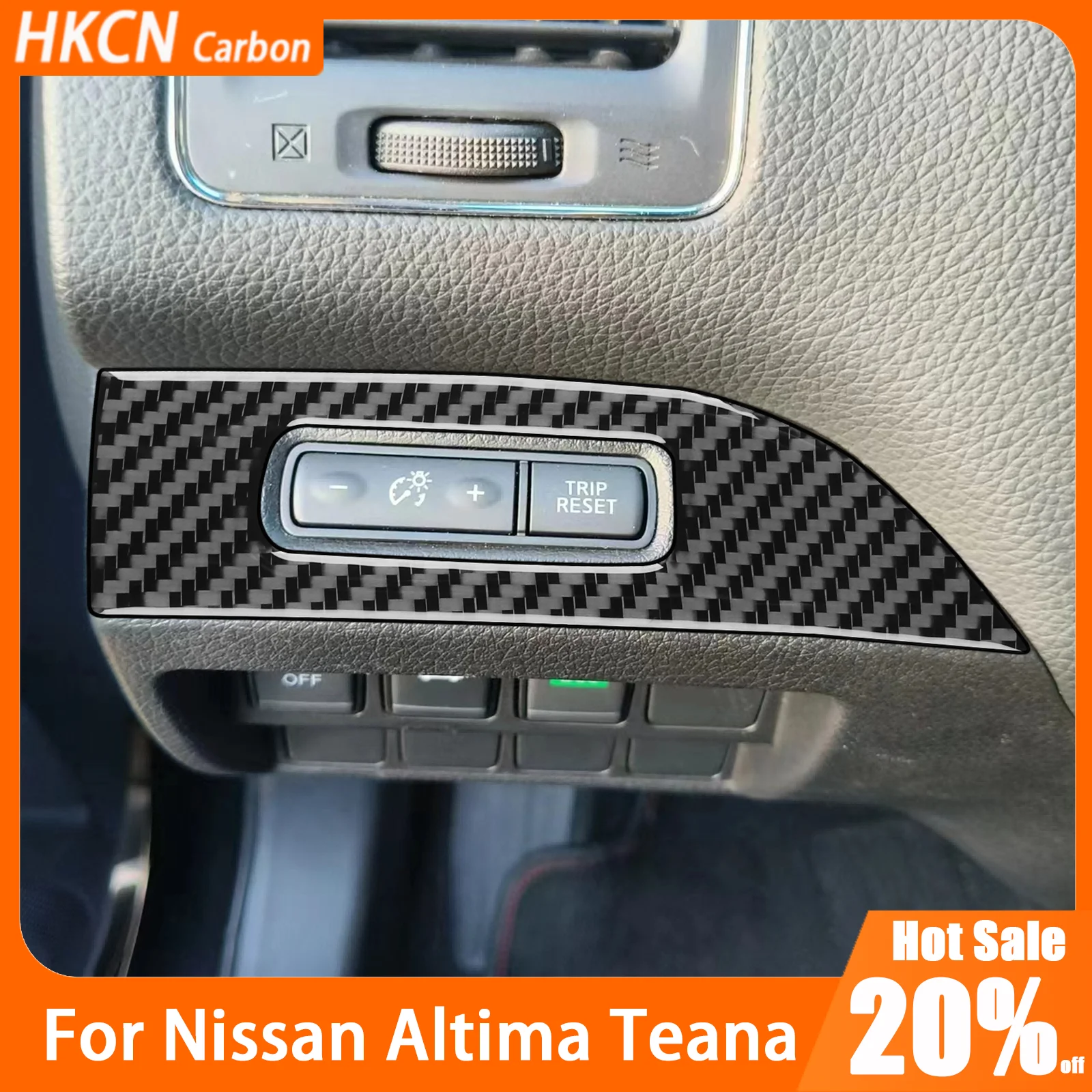 

For Nissan Altima 2013—2018 Carbon Fiber Driver's Side Travel Reset Control Panel Car Accessories Interior Cover Trim Sticker