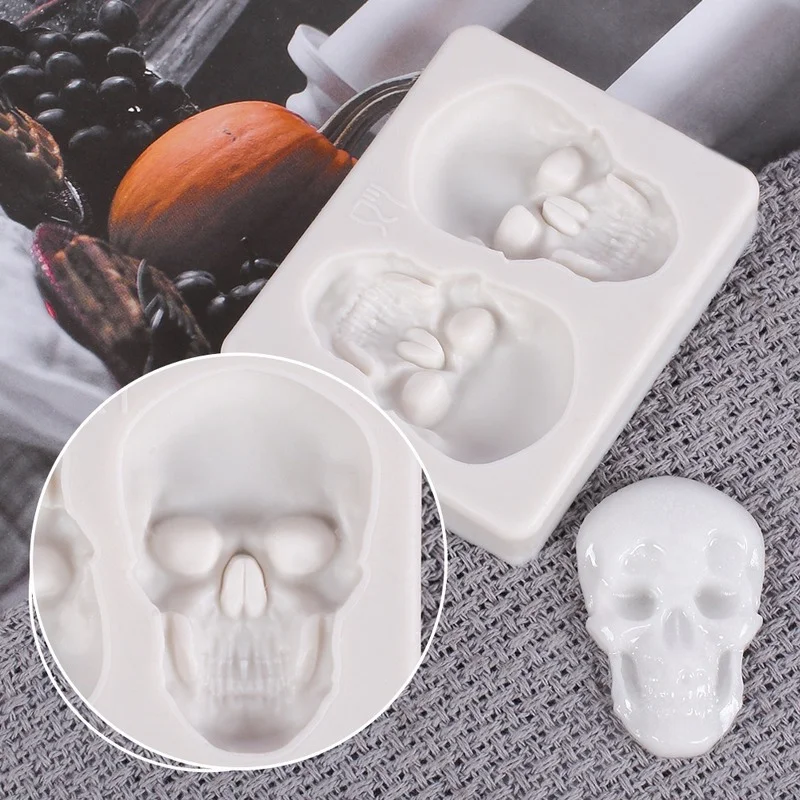 3D Skeleton Head Skull Silicone DIY Chocolate Candy Molds Party Cake Decoration Mold Pastry Baking Decoration Tools