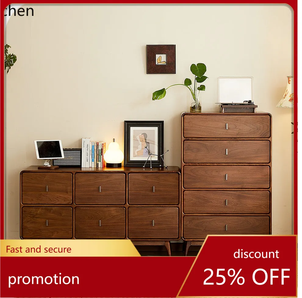 ZML Solid Wood Five-Drawer Cabinet Bedroom Wall-Mounted Drawer Living Room Storage Cabinet Standing Cabinet
