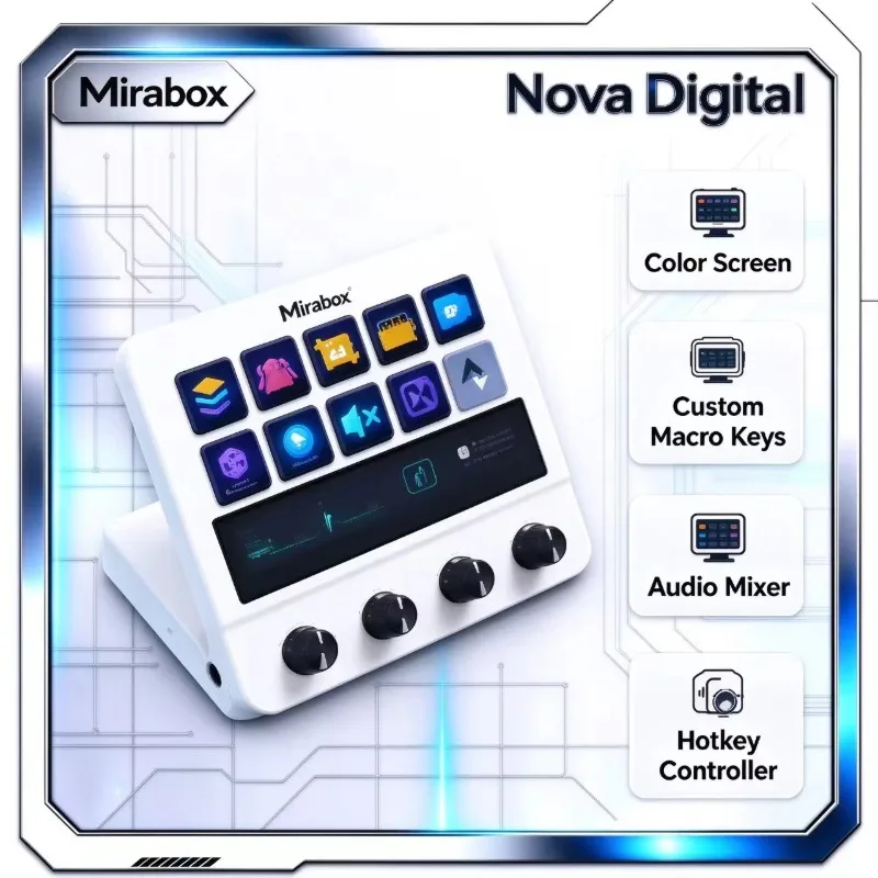 Mirabox N4 Programmable Streaming Deck With Color Screen Custom Macro Keys Audio Mixer Hotkey Desktop Controller For Streamers