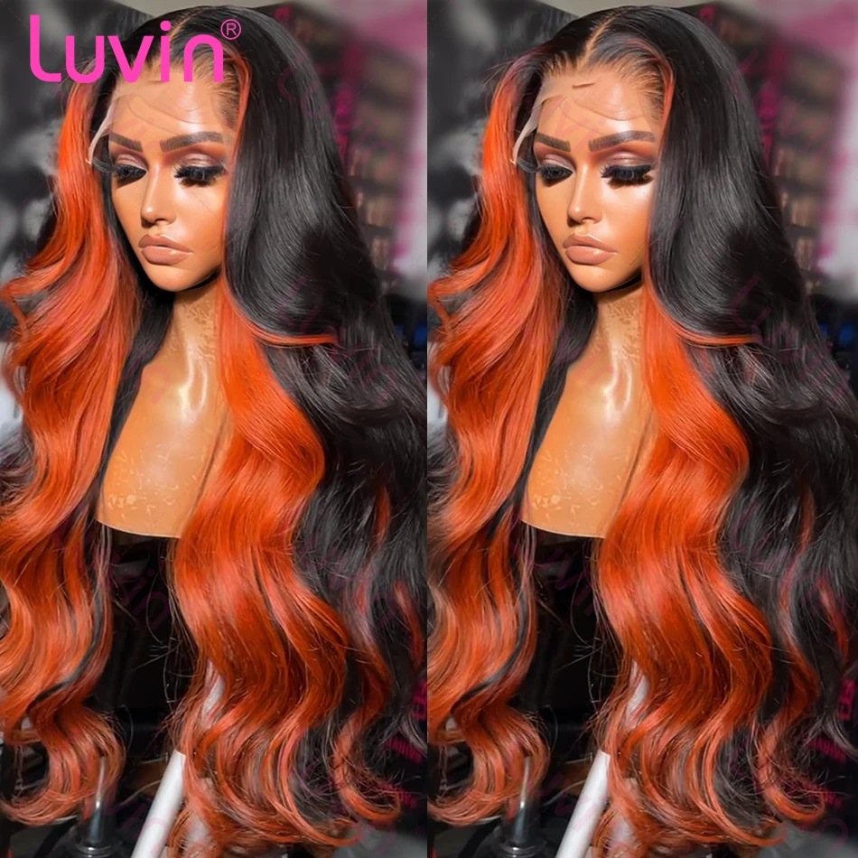 Brazilian 30 inch Pre Plucked Highlight 13x6 HD Lace Front Wigs Ginger Orange Human Hair Wigs For Women 13x4 Body Wave Ombre Wig