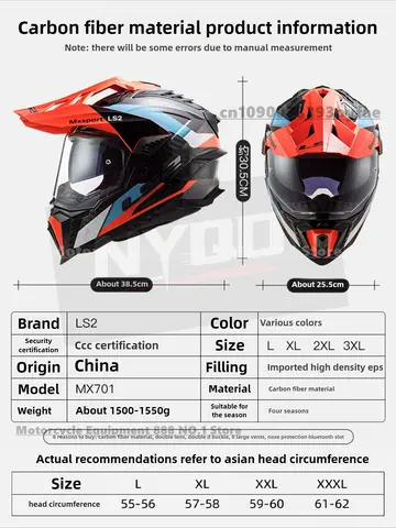 मूल LS2 MX701 एक्सप्लोरर कार्बन फाइबर फुल फेस मोटरसाइकिल हेलमेट मोटोक्रॉस हेलमेट एंटी-फॉग डबल लेंस कैस्कोस पैरा मोटो 12 best sales एलएस2 एमएक्स701 - №1