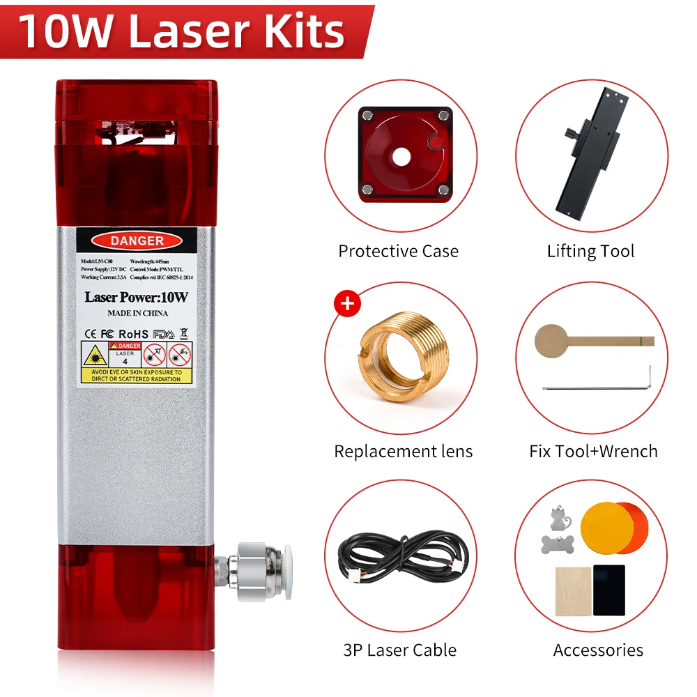 

CNC Laser Engraver 80W air assist Laser module with nozzle TTL/PWM for Laser head in ENGRAVING MACHINE