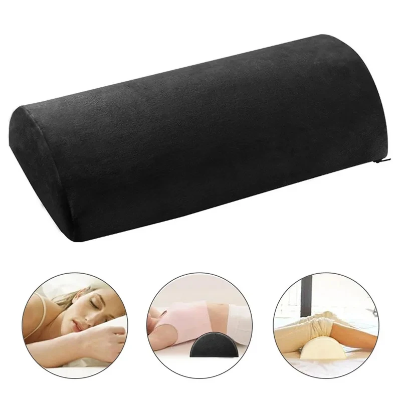 Half Moon Bolster Semi-Roll Pillow Ankle and Knee Support Elevation Back Lumbar Neck Relief Pain Quality Memory Foam Filling